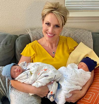 Dianna with her twin grandsons, Miller and Bowen.